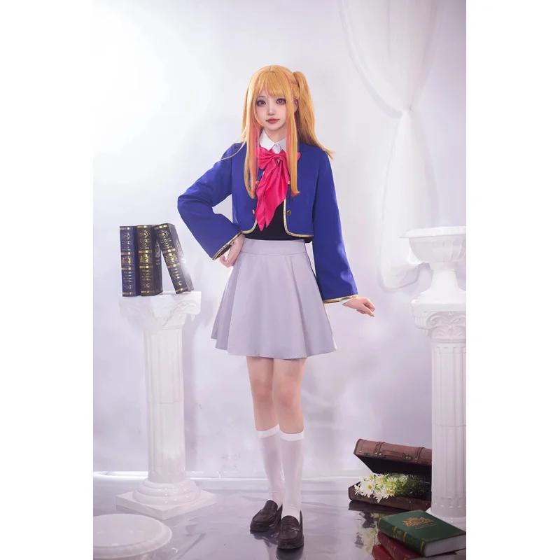 HOLOUN OSHI NO KO Anime Rubii Ruby Hoshino Cosplay Costume Wig School Uniform Dress Tops Skirt Sister Party Gift Rose Net