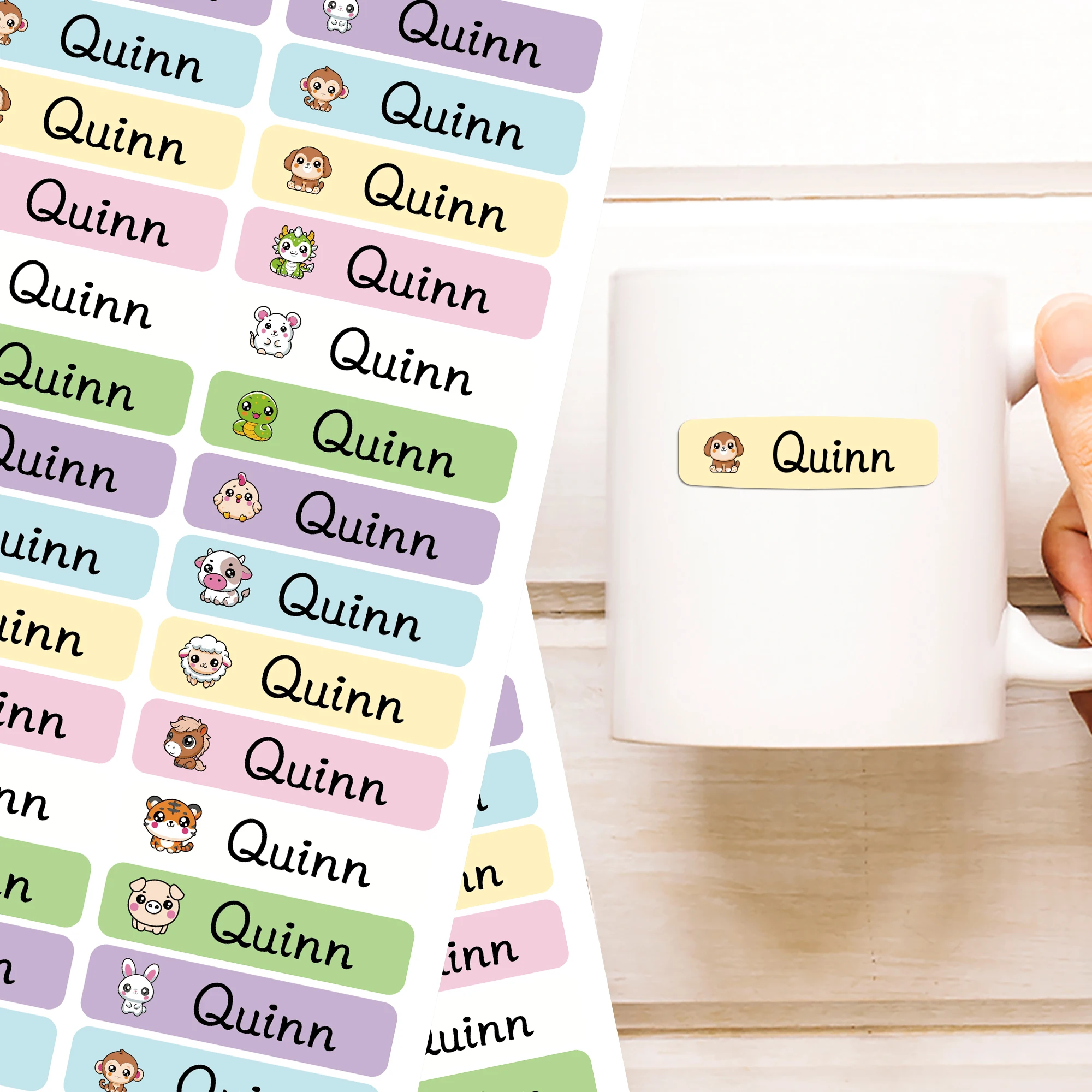 Personalizd Name Tags Stickers Animals Custom Stationery Decals First Name Adhesive Label For Children Bottle Tag For Kids