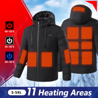 Heated Jacket 11 Areas Men Women Winter Ski Coat Hooded USB Electrical 11 Zone Heated Clothing Waterproof Warm Thermal Jackets