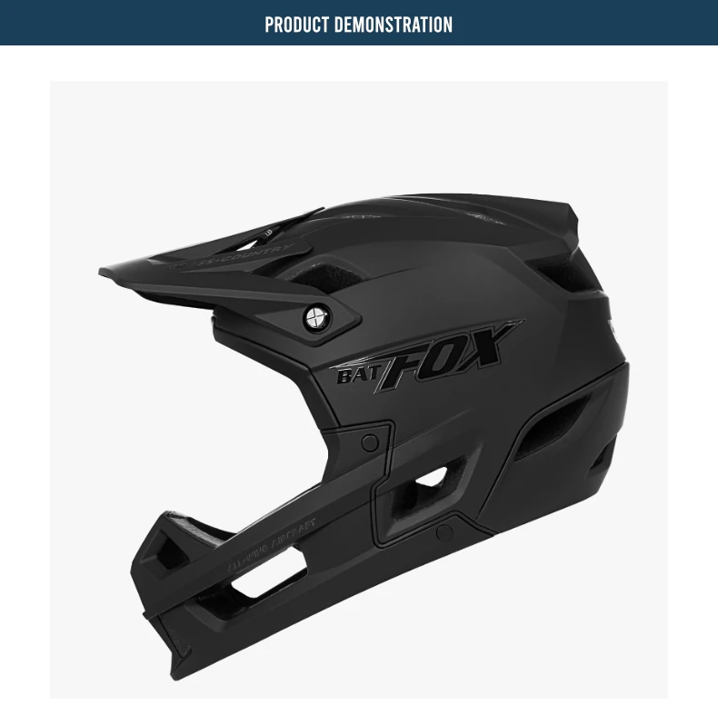 BATFOX Full Face Mountainbike Helm Offroad-Zertifizierung Sicherheit MTB Casco Fahrrad Integral geformte Reiten Fahrradhelme – Detail 5