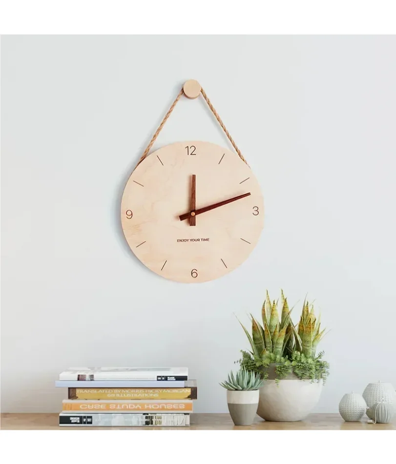 

Nordic Solid Wood Wall Clock Living Room Personality Creative Fashion Japanese Modern Simple Log Clock Wall Clock Living Room