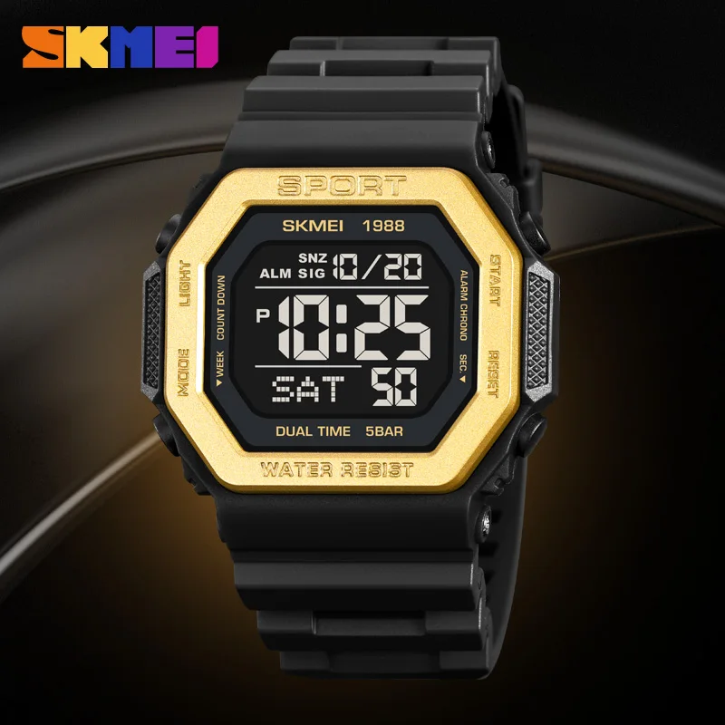 SKMEI Chrono Men Watch Top Luxury Brand Sport Watch Electronic Digital Male Wrist Clock Man 50M Waterproof Men\'s Watches 1988