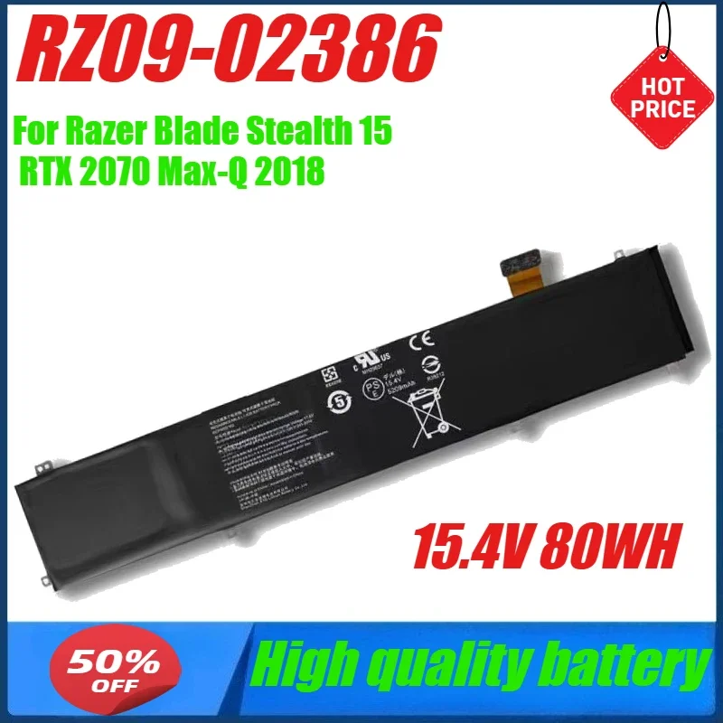 

15.4V 80WH Laptop Battery for Razer Blade Stealth 15 RTX 2070 Max-Q 2018 RC30-0248 2019 Year RZ09-02386 RC30-0248