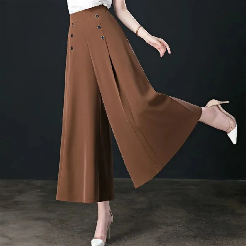 Wide Leg Pants For Women Spring And Summer High Waisted Loose Fit Women's Pants Ankle Length Skirt Pants Casual Swing Pants Whit