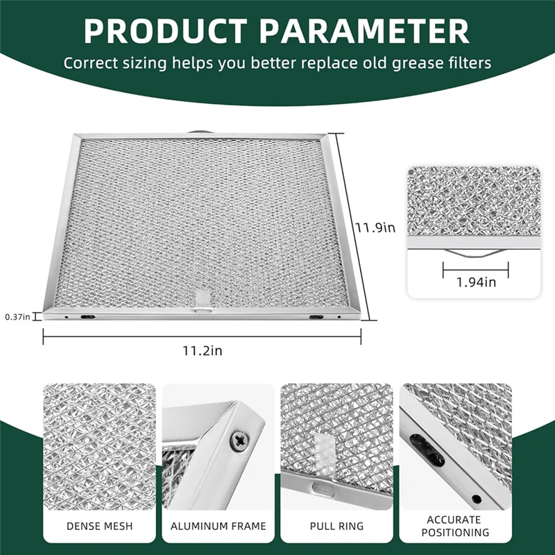 CHCH ل Br-Oan Nu-Tone Ken-More Stove S99010316 غطاء فوق البوتاجاز لإخراج الأدخنة مرشح الشحوم 11-1/4 "X 11-3/4" 99010316 استبدال صالح 2 قطعة #3