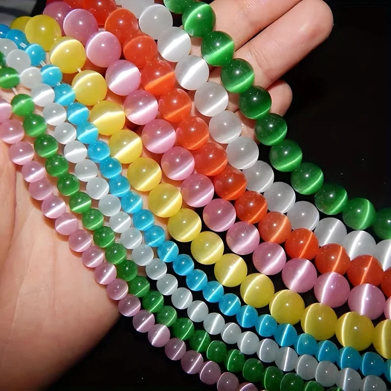 

Wholesale Natural Moon stone Cat Eye Bead Round Loose Spacer Bead For Jewelry Making Diy Necklace Bracelet Accessory 15" Strand