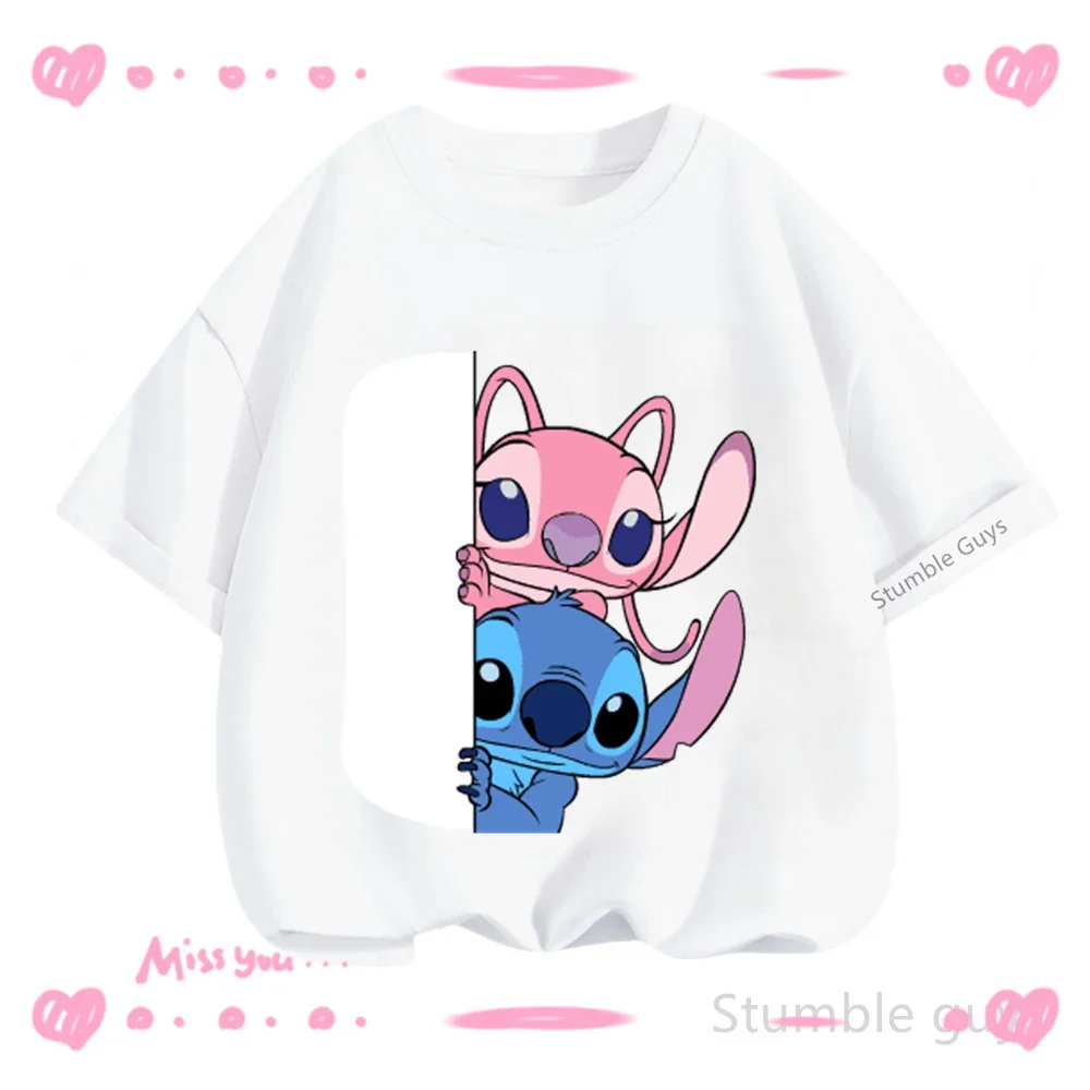 3-14Y أطفال تيشيرت صيفي بنين بنات Kawaii غرزة ديزني النيون لهجة عادية كم قصير ملابس رياضية جيرسي الملابس