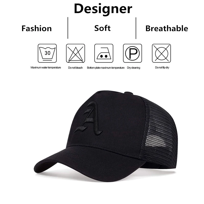 Unisex Gothic Letter A Embroidery Embroidery Baseball Net Caps Spring and Summer Outdoor Adjustable Casual Hats Sunscreen Hat