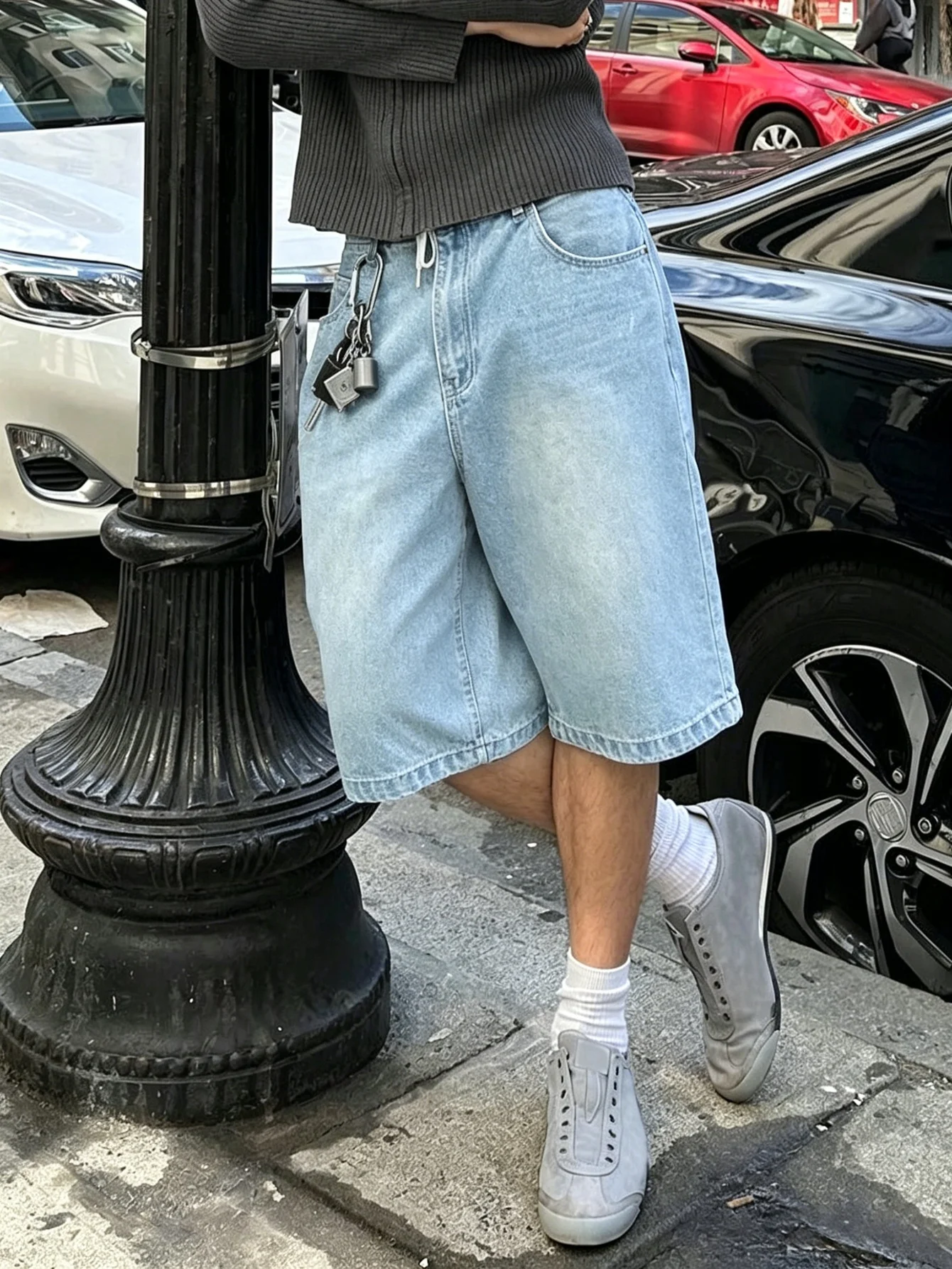 Simple Vintage Washed Denim Shorts Men Comfort Jean Shorts Sweet Present For Husband Lover Daily Street Wear - view 2