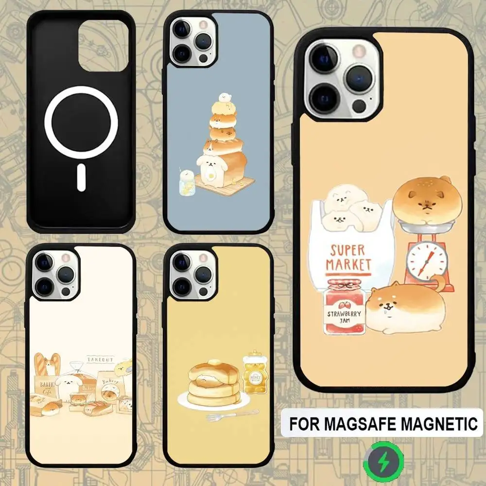 

Cute Bread Dog Phone Case For IPhone 16e,16,15,Pro,Max,14,Plus,13,12,11 Magesafe Magnetic Wireless Charge Cover