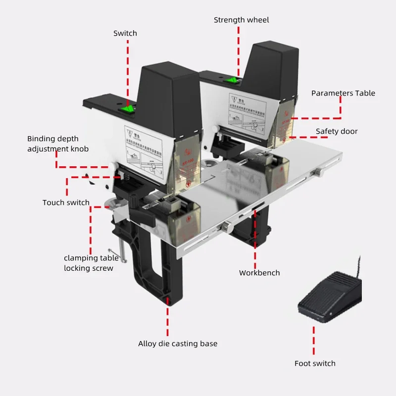 ST100G Electric Double Nail Saddle Stitcher A3 Middle Seam Paper Binding Machine Double Flat Riding Stitcher