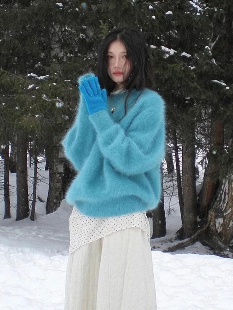 Koreaanse Sle Soft Long Sve ronde Ne Sweater dames losse luie gebreide top haar wol herfst winter warm Faion