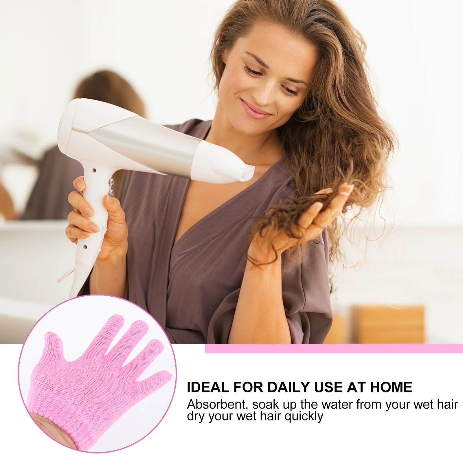 2 قطعة قفازات تجفيف الشعر للأطفال تصميم بخمسة أصابع قفازات سريعة الامتصاص سريعة الجفاف للمنزل والسفر ملحقات العناية بالشعر #2