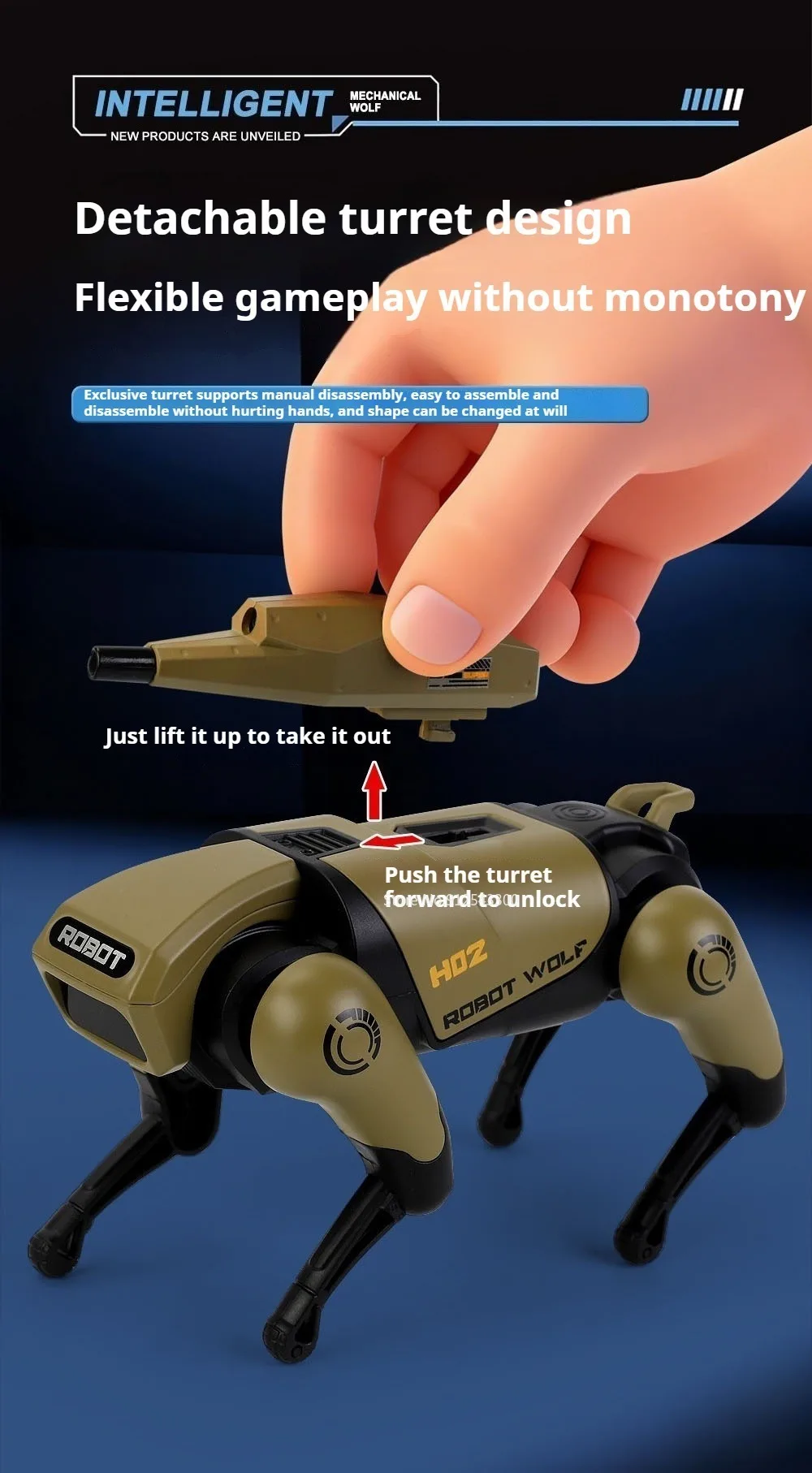 Legierung Mechanische Wolf Technologie Maschine Modell Spielzeug Intelligente Walking Sound Licht Touch Sensing Roboter Spielzeug für Jungen Geschenke – Detail 6
