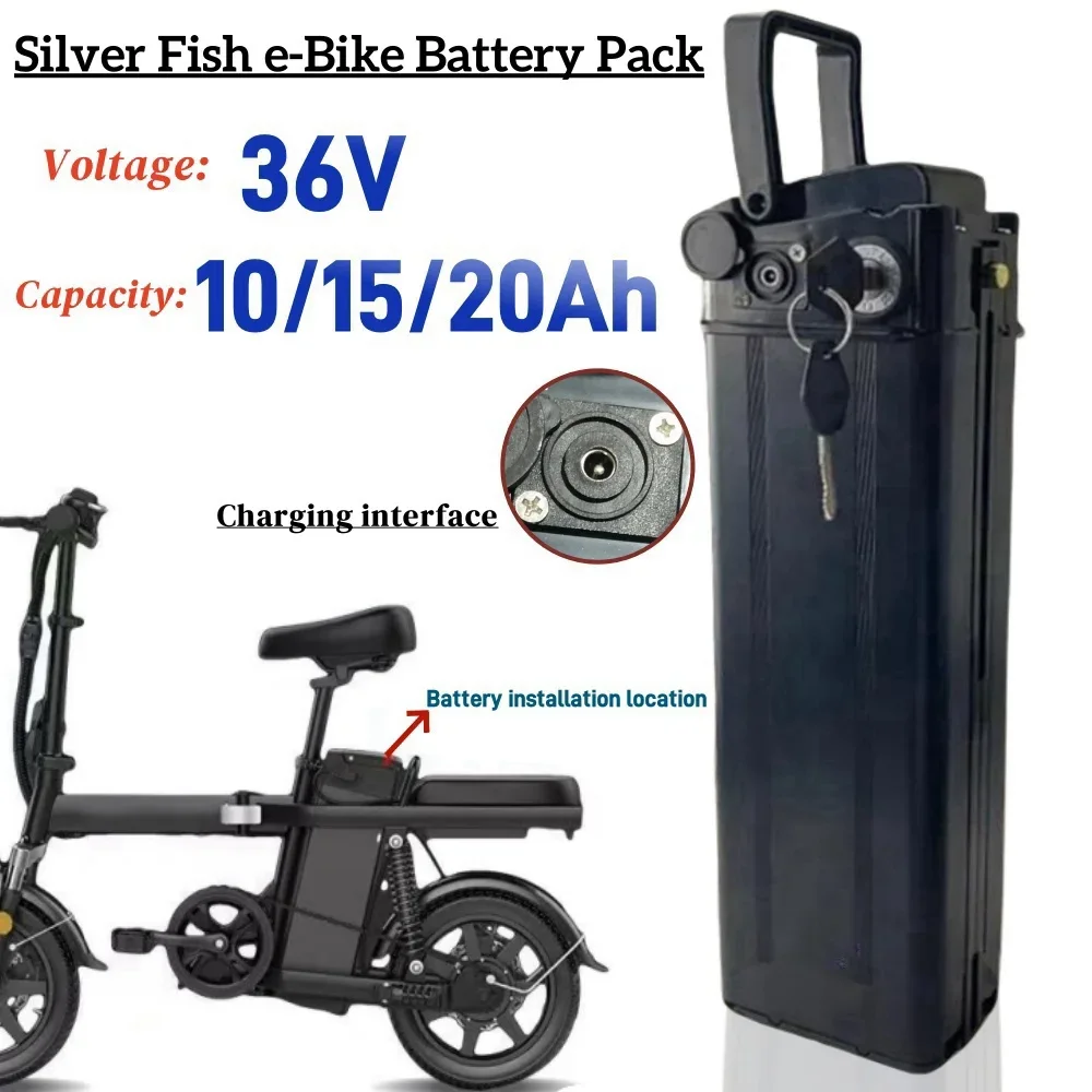 

Silver Fish Battery 36V 10ah 15ah 20ah 18650 Lithium Ion Battery For 250W 350W 500W 1000W Motor