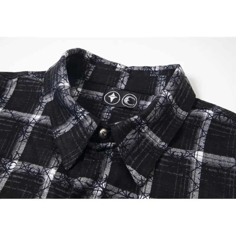 Thug Club Shirt American Retro Checkered Long Sleeved Shirt Loose Versatile Casual Jacket Men's Women's Coat