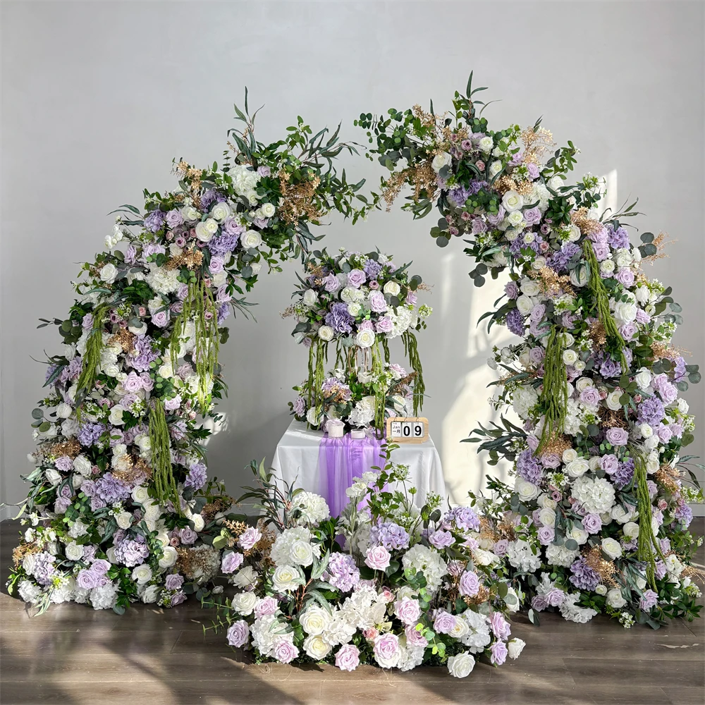 Wedding Centerpiece Backdrop Artificial Silk Rose Flower Arch Arrangements Realistic Decoration