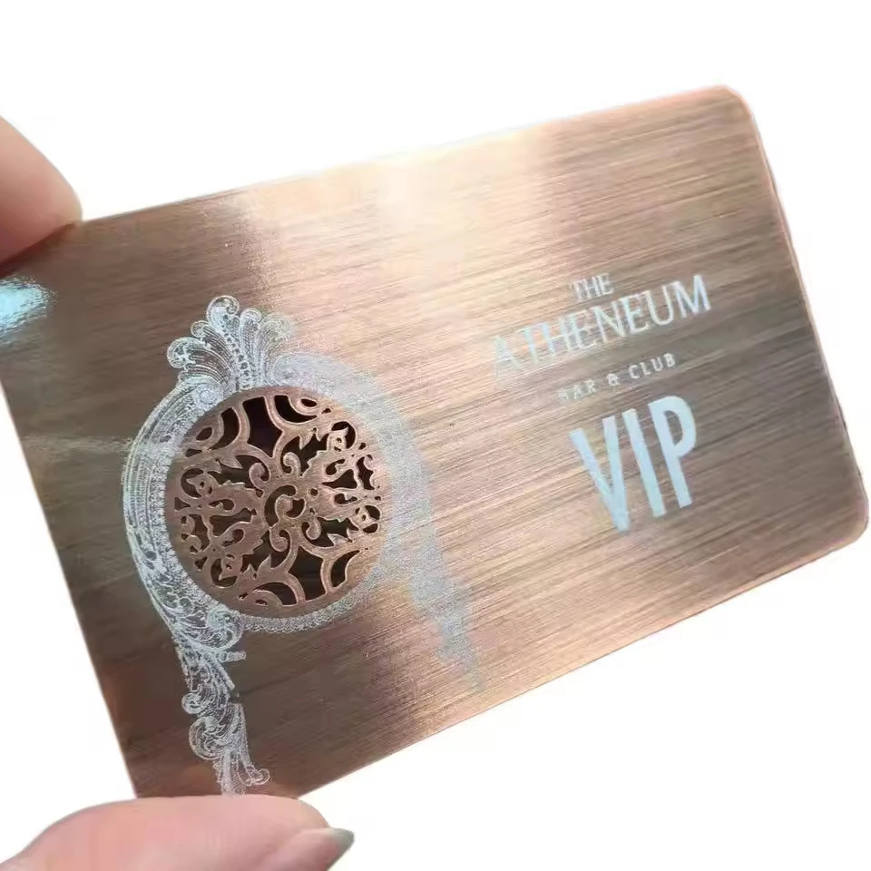 Pop up Cheap Electroplated Finish Brushed Metal Business Cards 0.8MM Stainless Steel VIP Cards