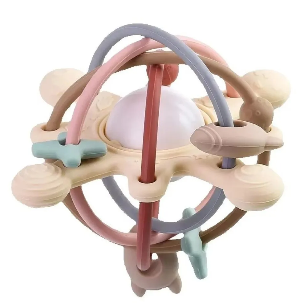 Regalo Sonaglio per bambini in silicone Palla morbida per digrignamento dei denti Massaggiagengive sensoriale Campana per letto Giocattolo per lo sviluppo 0-36 mesi