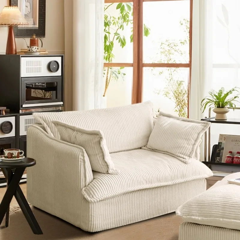 Nordic small apartment simple modern corduroy cream wind lazy, large single dismantling and washing bedroom B & B fabric sofa