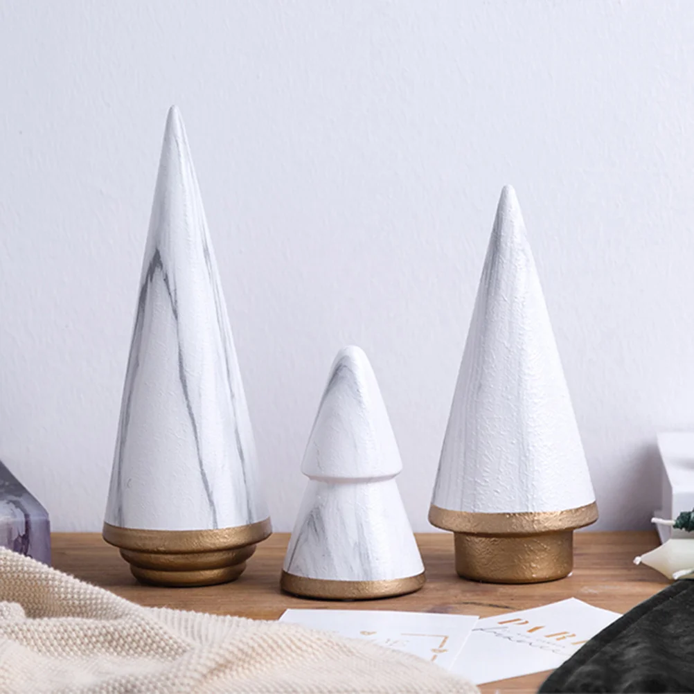 

Ceramic Christmas Tree Decoration Size L White Geometric Desktop Ornament Modern Craft Ornament for Home Office