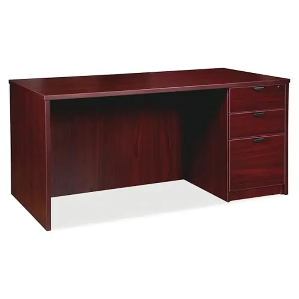 Modern Mahogany Laminate Rectangular Pedestal Desk 3-Drawer 30