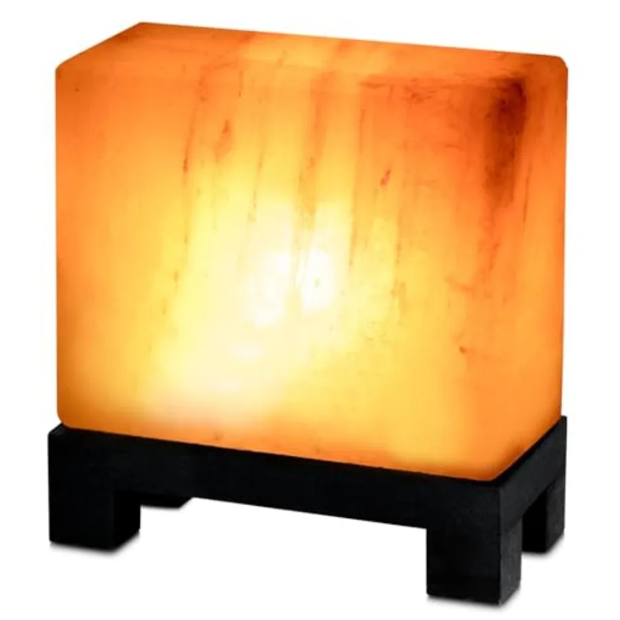 Himalayan Natural Pink Rock on Wood Base with Night Light Bulb and Dimmable Cord Unique Home Decor Zen Gifts Perfect for Spa an