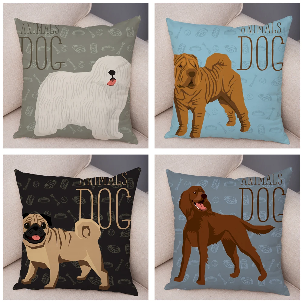 Sofa Home Pillowcase Color Schnauzer Dalmatians Cushion Cover Decorative Cartoon Dog Pet Animal