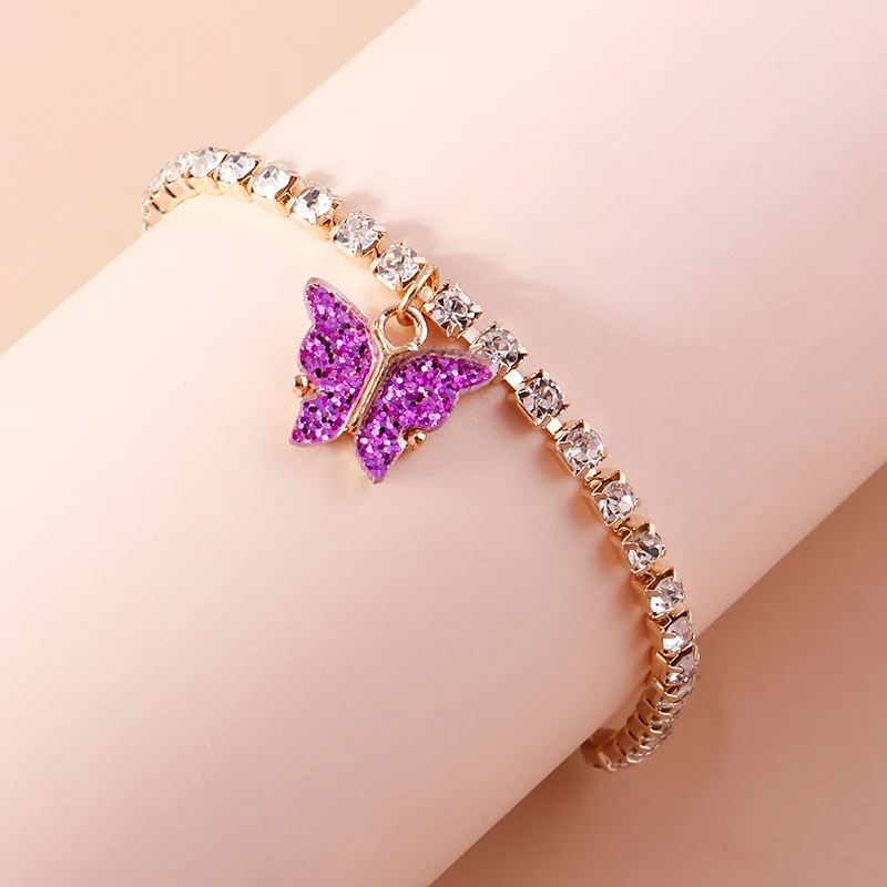 Aihua Neue Glänzende Kubische Tennis-Ketten-Schmetterlings-Armbänder für Frauen Sommer Strand Verstellbare Armbänder Geburtstagsparty-Schmuck – Detail 5
