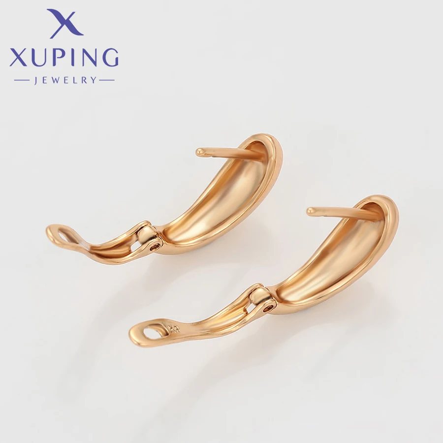 Xuping Jewelry New Arrival Simple No Stone Earring Gold Color Hoop Earrings for Women Girl Gift