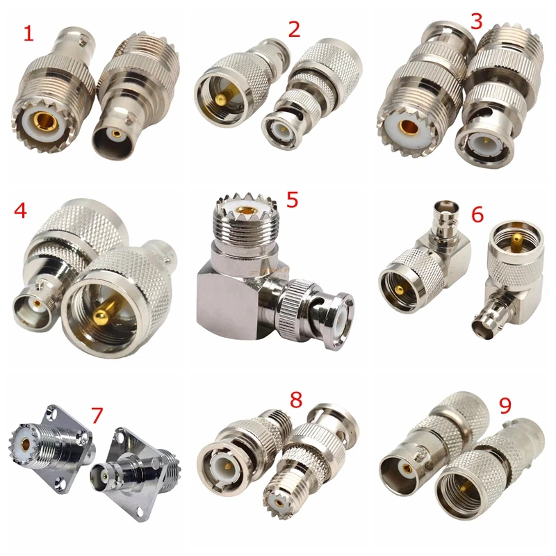 Sl16 uhf pl259 so239 naar q9 bnc mannelijke vrouwelijke connector mini uhf naar bnc 4 gaten flens 90 graden haakse rf coax converter messing