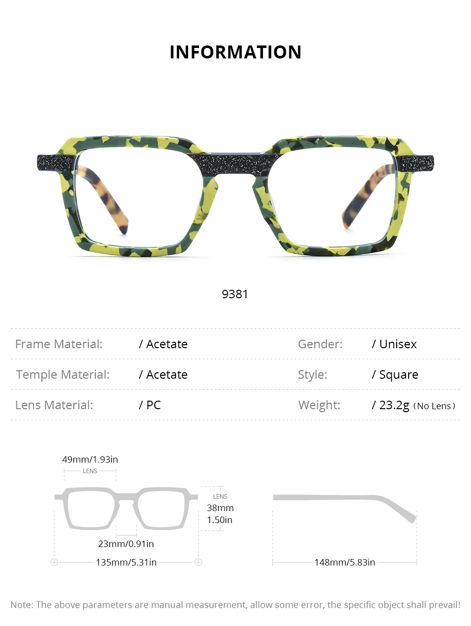 HEPIDEM Matte Acetat Brille Rahmen Männer Marke Design Quadratische Brillen Frauen Japanische Handgemachte Brille Johnny Depp Brillen 9381 – Detail 4
