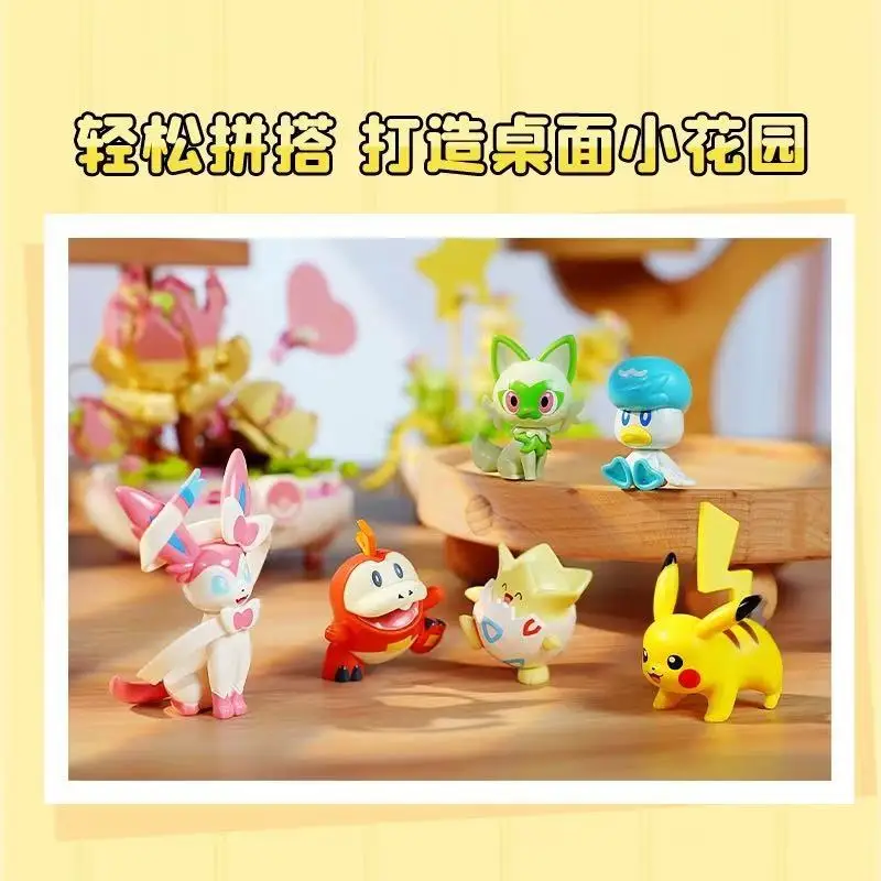 New Anime Pokemon DIY Building Block Figure Toys Pikachu  Sylveon Togepi Cartoon Model Home Decoration Plant Potted Flower Brick image 3