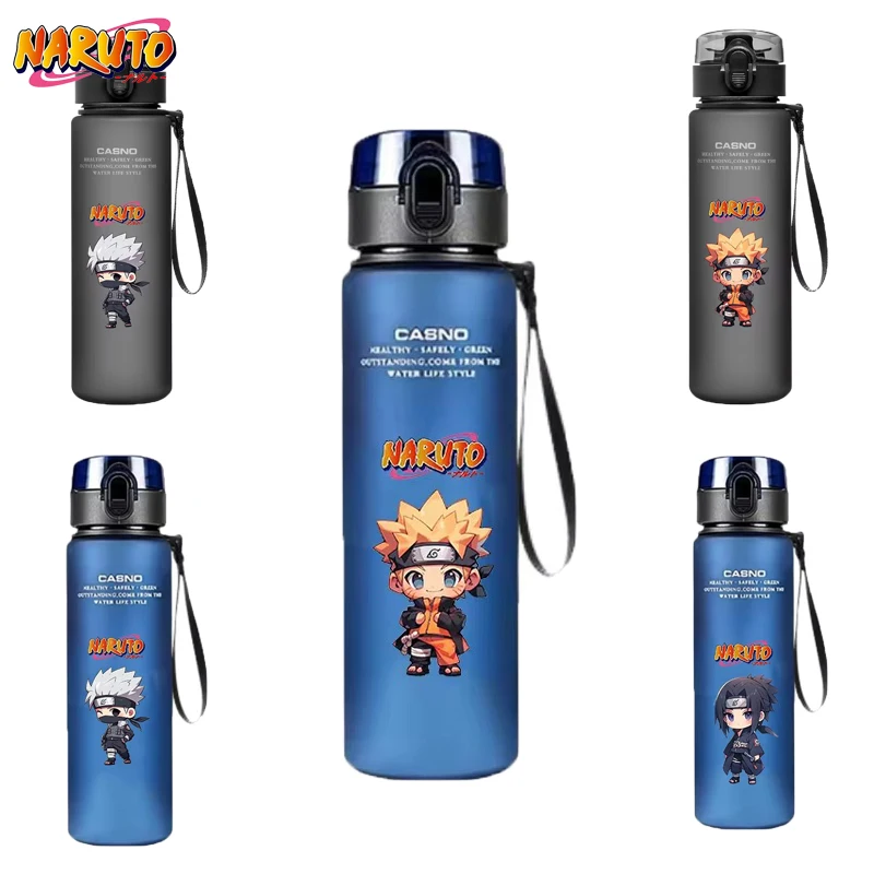 Anime 560ML Naruto Kakashi Water Cup Uzumaki Uchiha Sasuke Hatake Bottle Portable Sports Plastic Cup Camping Bottle Gifts