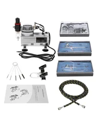 Professional 3 Airbrush Kit With Air Compressor Hobby Spray Air Brush Set Tattoo Nail Art Paint Supply w/ Cleaning Brush