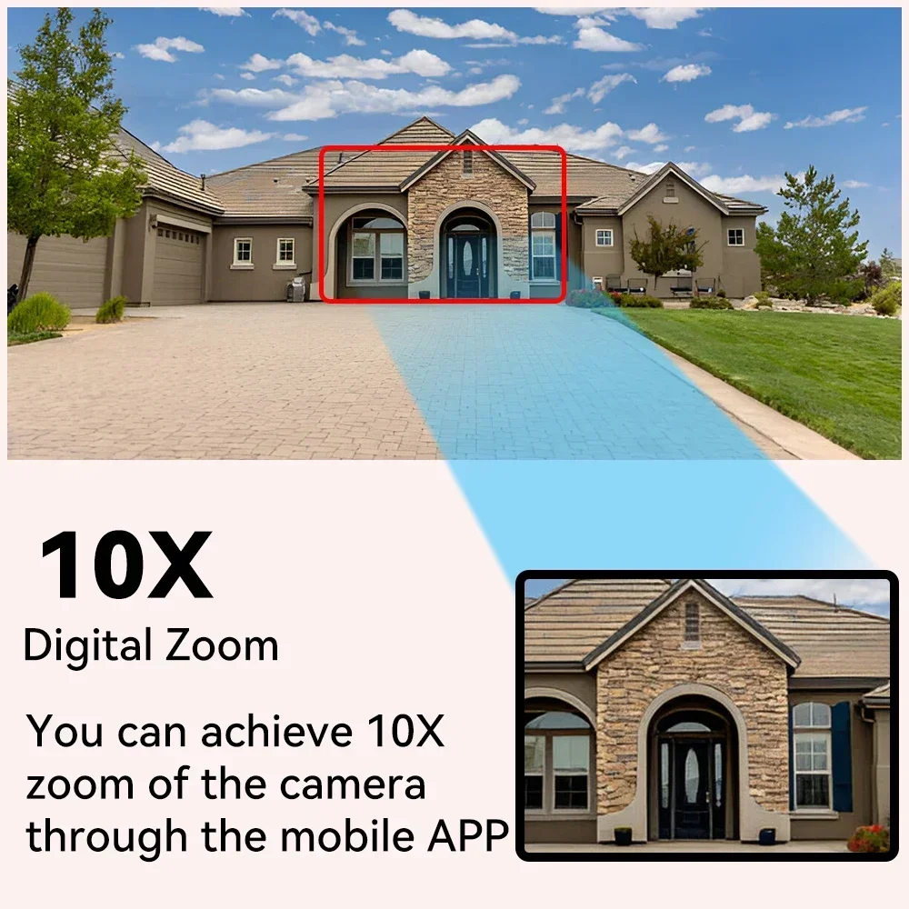 PEGATAH 4MP WIFI  Security Protection Outdoor Surveillance Camera Dual Lens 10X Zoom Human Detection Night Vision Smart Home Cam