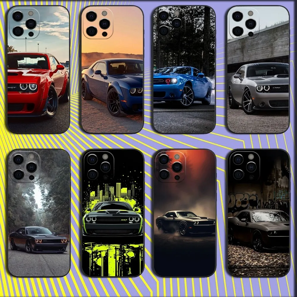 D-Dodge Car Challenger S-SRT Phone Case For iPhone 16,15,14,13,12,11,Pro,X,XS,Max,XR,Plus,Mini Soft Black Cover