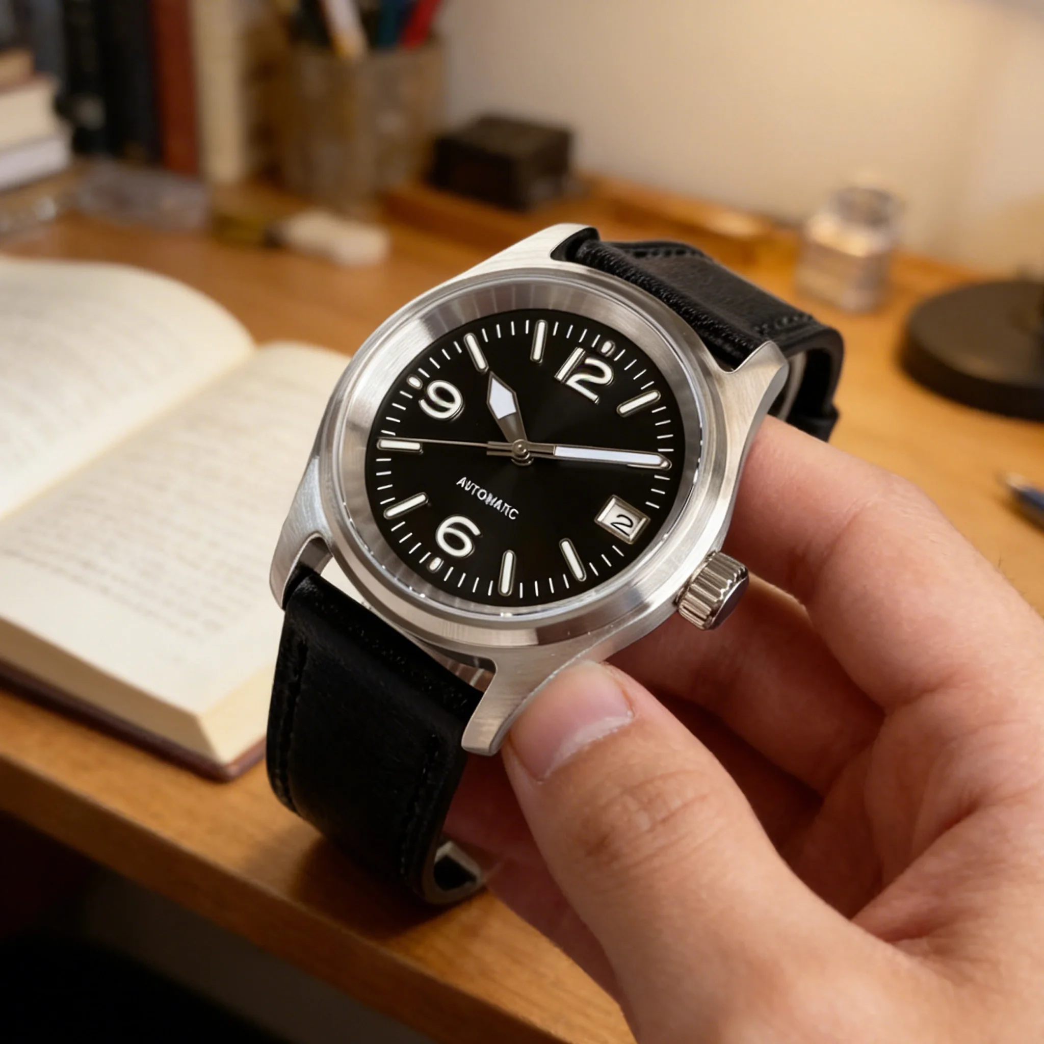 

Tandorio NH35 Movement Pilot Automatic Watch for Men Aviator Black Luminous Dial Dive 20BAR Waterproof Sapphire Crystal 36mm