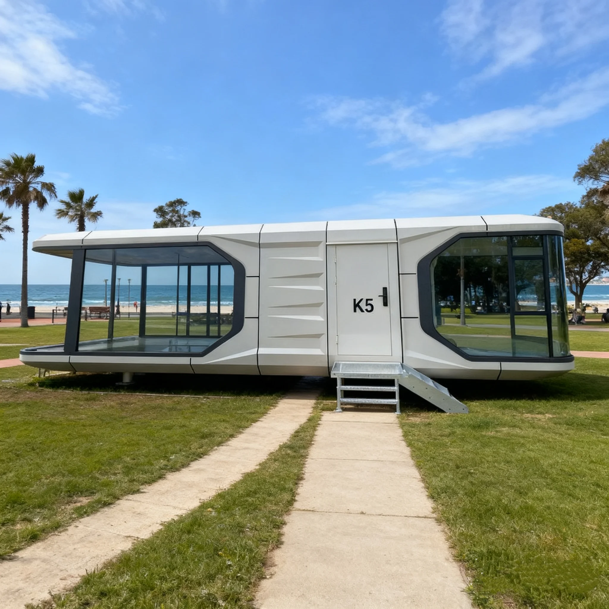 

Integrated Mobile Capsule House with Balcony Rustic Design Steel Dwelling Space for Hotel or Bathroom Application