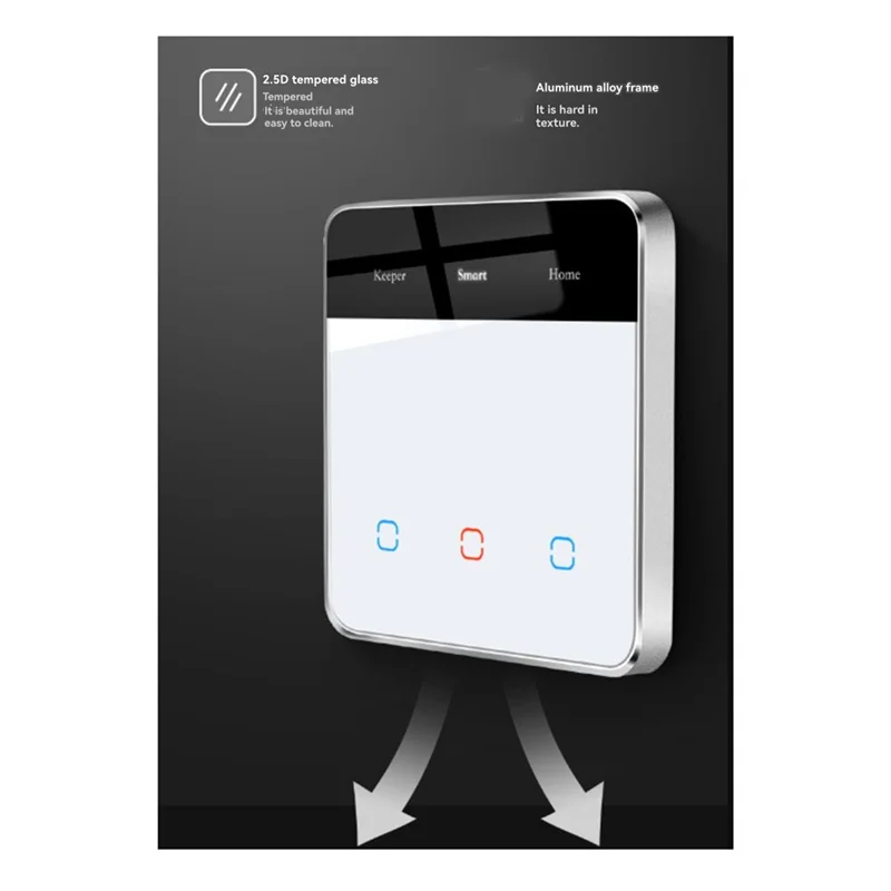 A29F-Glass Touch Switch Tuya Smart Home Wifi Display Light Switch For Google Alexa Three-Way Control