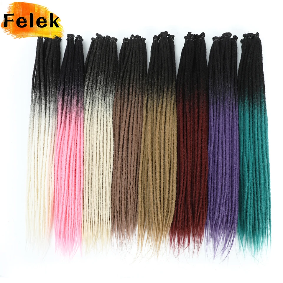 ضفائر كروشيه ناعمة مع حلقة 24 بوصة ملحقات قفل الرهبة الاصطناعية المصنوعة يدويًا للرجال/النساء أقفال صناعية عالية الجودة