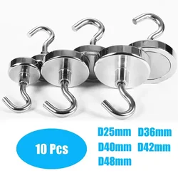 10 Pcs Strong Magnetic Hook Gravity Hook Neodymium Magnet Metal Strong Hook Thick Wall Hook for Home Kitchen Organization