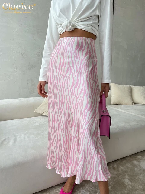 Clacive Fashion smukłe nadruk damska spódnica 2023 Bodycon wysokiej talii spódnice Midi Streetwear elegancka klasyczna spódnica odzież damska