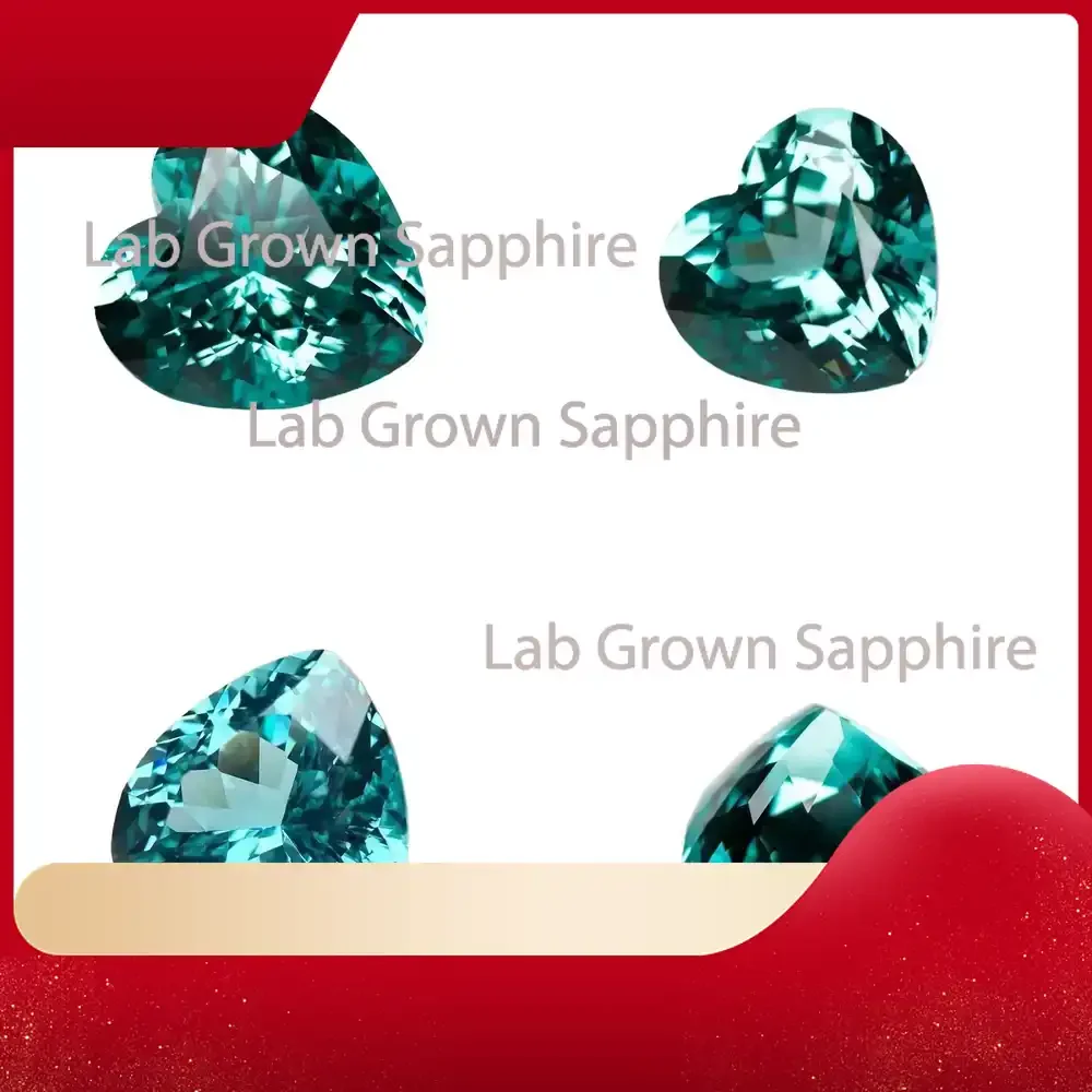 

Лабораторно выращенный сапфир Параиба в форме сердца VVS1, свободный камень для изготовления ювелирных изделий, поделок и рукоделия, сертифицированный AGL, созданный в лаборатории