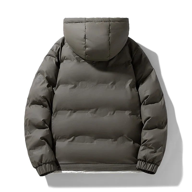 KIDWHXR Man Parkas Coat Winter Contrast Color Stand Collar Male Jacket Thicken Cold-proof Outdoor Casual Men Hooded Outerwear