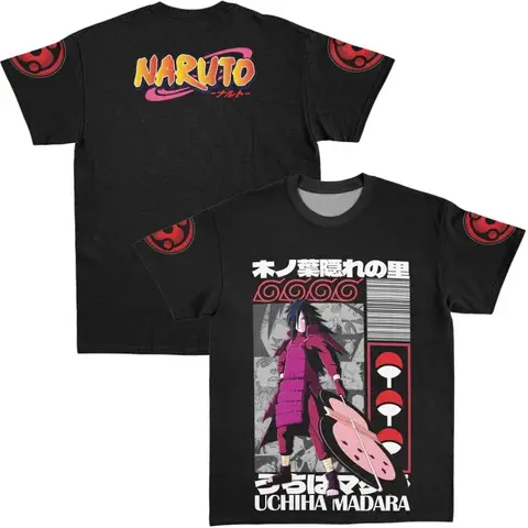2026 New Naruto Shippuden Uchiha Madara Theme T-Shirt, Konoha Village Mangekyou Sharingan Armband, Unisex Sports Casual Top