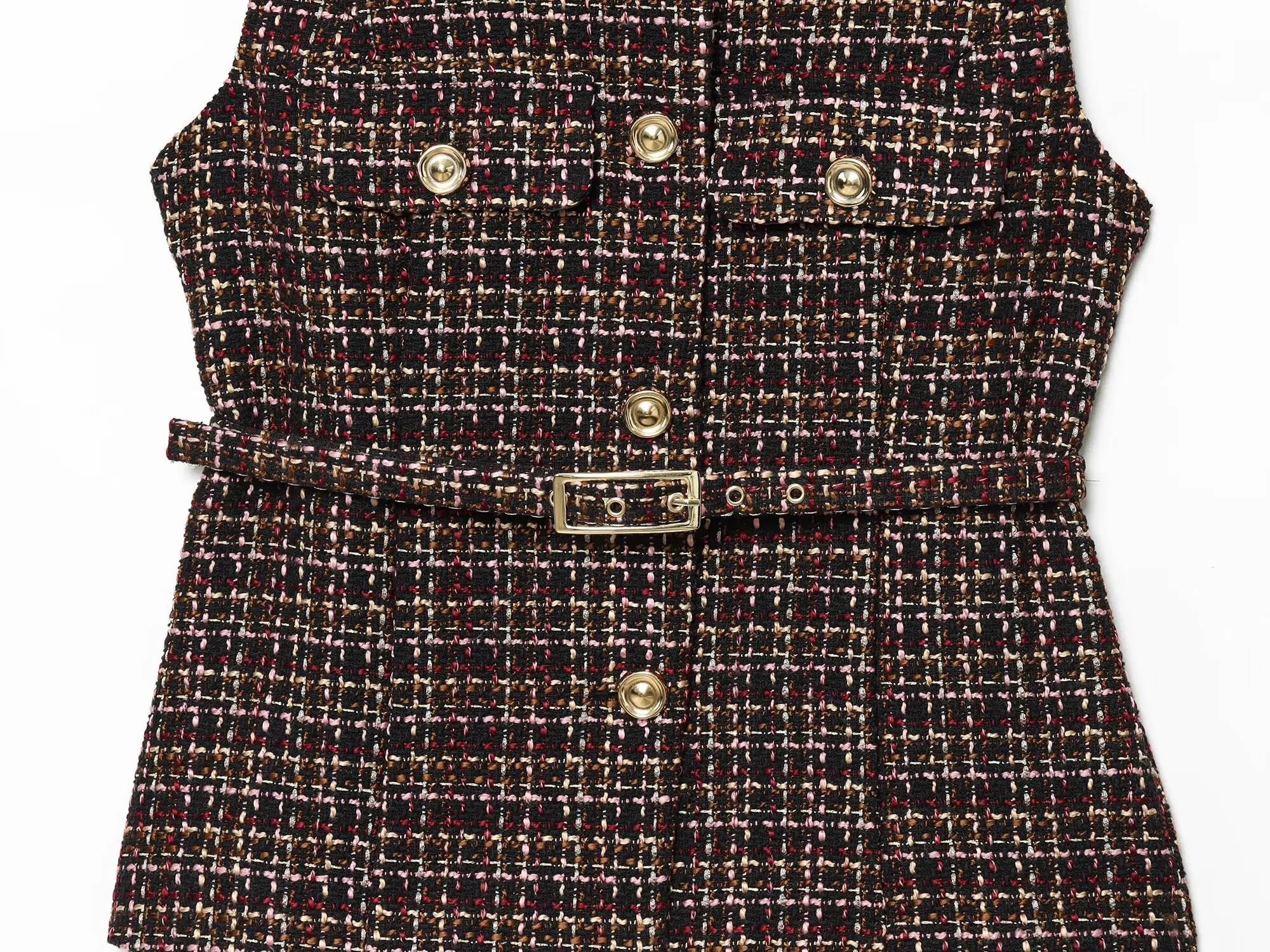 DiYiG WOMAN 2025 موضة شتاء جديدة مع حزام خشن مربع سترة دون أكمام شيك زر سترة سترة ملابس خارجية Mujer