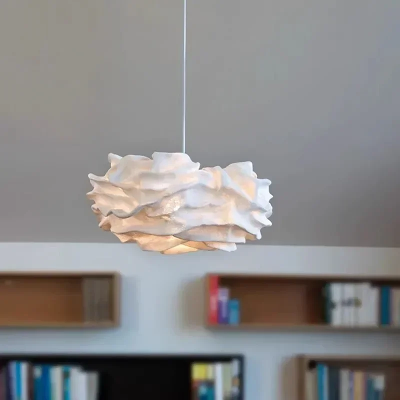 Italian Minimalist White Cloud-shaped Chandelier White Acrylic Pendant Light Living Room Restaurant Kitchen Bedroom Hanging Lamp