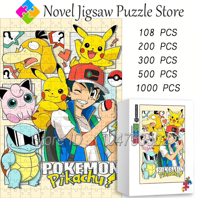 108/200/300/500/1000 Pieces pokemon pikachu Puzzles Adult decompression game Children's Creative Gifts Home Decoration