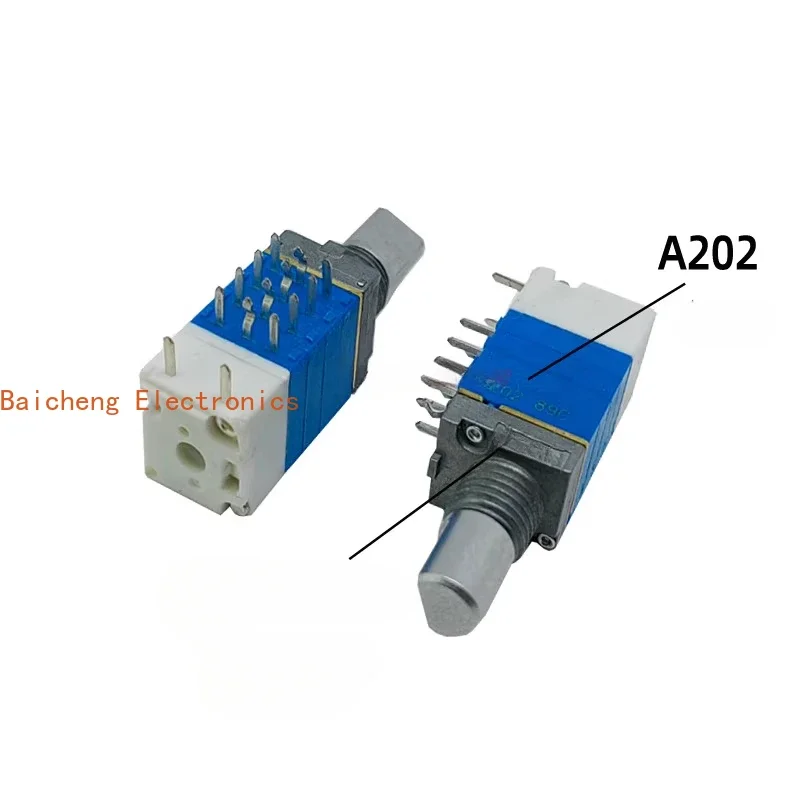 5PCS 9MM potentiometer, 180 degree R097 type, 4-pin with switch A2K, single turn adjustable resistor, shaft length 12
